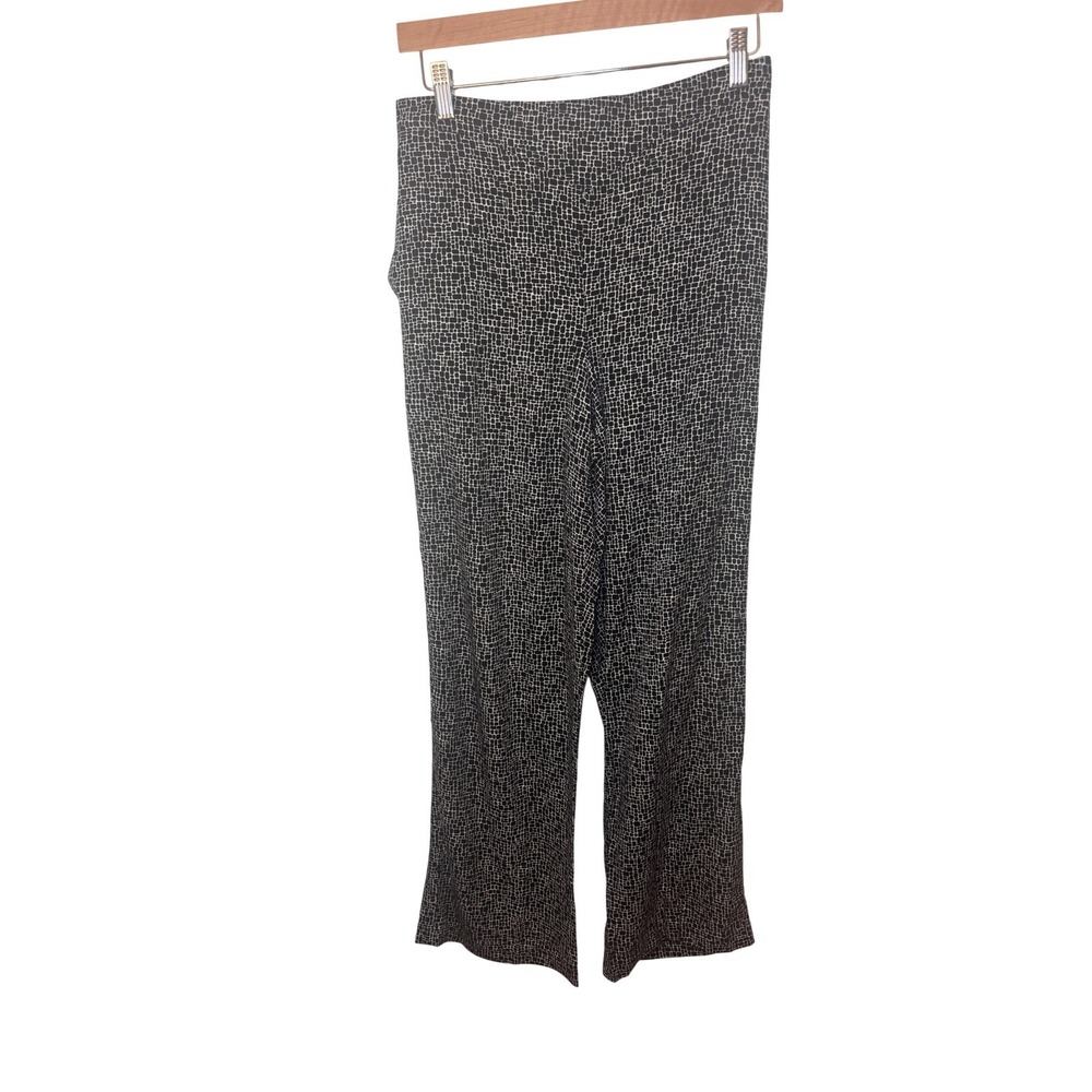 Alfred Dunner Black White Geometric Mosaic Print Wide Leg Pull On Pants Size 10
